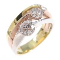 K18スリーカラー スリーストーン ダイヤモンドリング