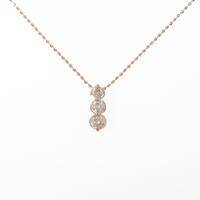 K18PG スリーストーン ダイヤモンドネックレス