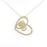 K18YG ハート ダイヤモンドネックレス