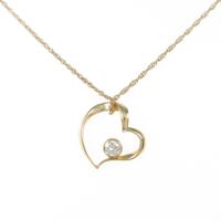 K18YG ハート ダイヤモンドネックレス