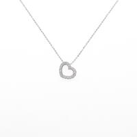 K18WG ハート ダイヤモンドネックレス