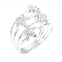 K18WG スター×ムーン ダイヤモンドリング