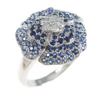 K18WG フラワー サファイヤリング