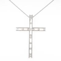 K18WG クロス ダイヤモンドネックレス
