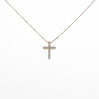 K18YG クロス ダイヤモンドネックレス