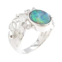 K18WG ボルダーオパールリング