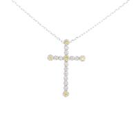 K18WG クロス ダイヤモンドネックレス