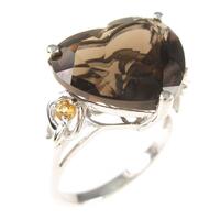 K18WG ハート スモーキークオーツリング