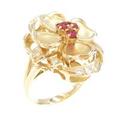 K18YG フラワー ルビーリング