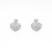 K18WG パヴェ ハート ダイヤモンドピアス