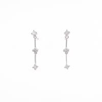 K18WG スリーストーン ダイヤモンドピアス