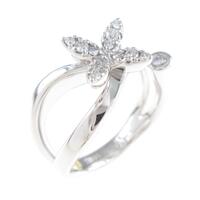 K18WG フラワー ダイヤモンドリング