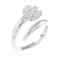 K18WG フラワー ダイヤモンドリング