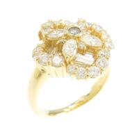 K18YG フラワー ダイヤモンドリング