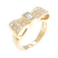 K18YG リボン ダイヤモンドリング