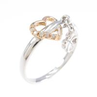 K18WG／K18PG ハート×クローバー ダイヤモンドリング