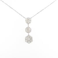 K18WG フラワー ダイヤモンドネックレス