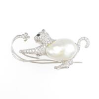 ミキモト キャット カラーストーンブローチ