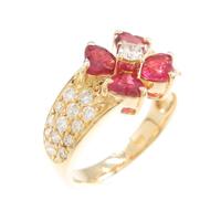 K18YG フラワー ルビーリング