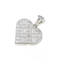 K18WG ハート ダイヤモンドペンダント