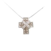 K18WG クロス ダイヤモンドネックレス