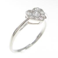 K18WG ハート パヴェ ダイヤモンドリング