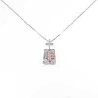 K18PG／K18WG クロス×フラワー ダイヤモンドネックレス