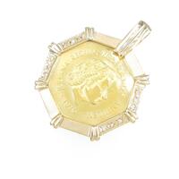 K18YG（枠） コイン ダイヤモンドペンダント