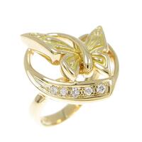 750YG ハート × バタフライ ダイヤモンド リング 0.04CT