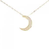 750YG/K18YG ムーン ダイヤモンド ネックレス 0.22CT