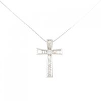 K18WG クロス ダイヤモンド ネックレス 0.75CT