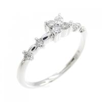 K18WG フラワー ダイヤモンド リング 0.13CT