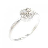 K18WG フラワー ダイヤモンド リング 0.30CT