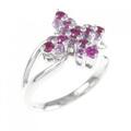 K18WG フラワー ルビー リング 0.35CT