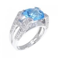 K18WG ブルートパーズ リング 2.85CT