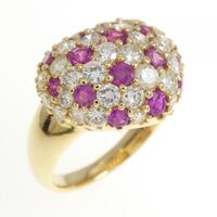 K18YG ハート パヴェ ルビー リング 1.02CT