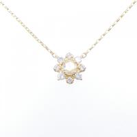 K18YG フラワー ダイヤモンド ネックレス 0.23CT