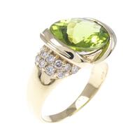 K18YG ペリドット リング 4.04CT
