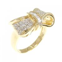 K18YG/K18WG リボン ダイヤモンド リング 0.45CT