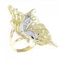 K18YG/PT バタフライ ダイヤモンド リング 0.02CT