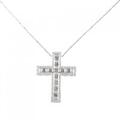 K18WG 2WAY クロス ダイヤモンド ネックレス 0.50CT