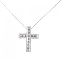 K18WG 2WAY クロス ダイヤモンド ネックレス 0.50CT