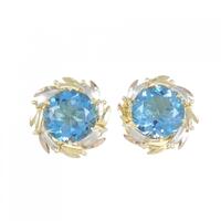 K18YG/PT ブルートパーズ ピアス 13.67CT
