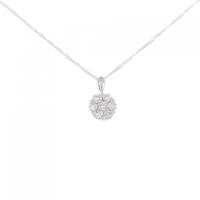 K18WG フラワー ダイヤモンド ネックレス 0.30CT