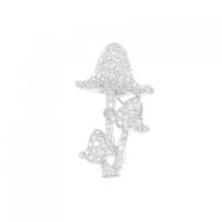 K18WG パヴェ キノコ ダイヤモンド ブローチ 1.95CT