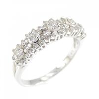K18WG フラワー ダイヤモンド リング 0.40CT