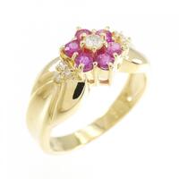 K18YG フラワー ルビー リング 0.39CT