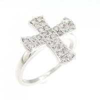 K18WG クロス ダイヤモンド リング 0.36CT