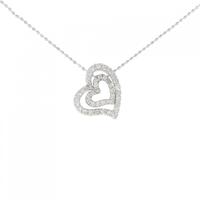 K14WG 2WAY ハート ダイヤモンド ネックレス 0.32CT
