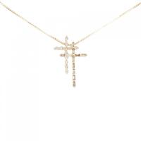 K18YG クロス ダイヤモンド ネックレス 0.25CT
